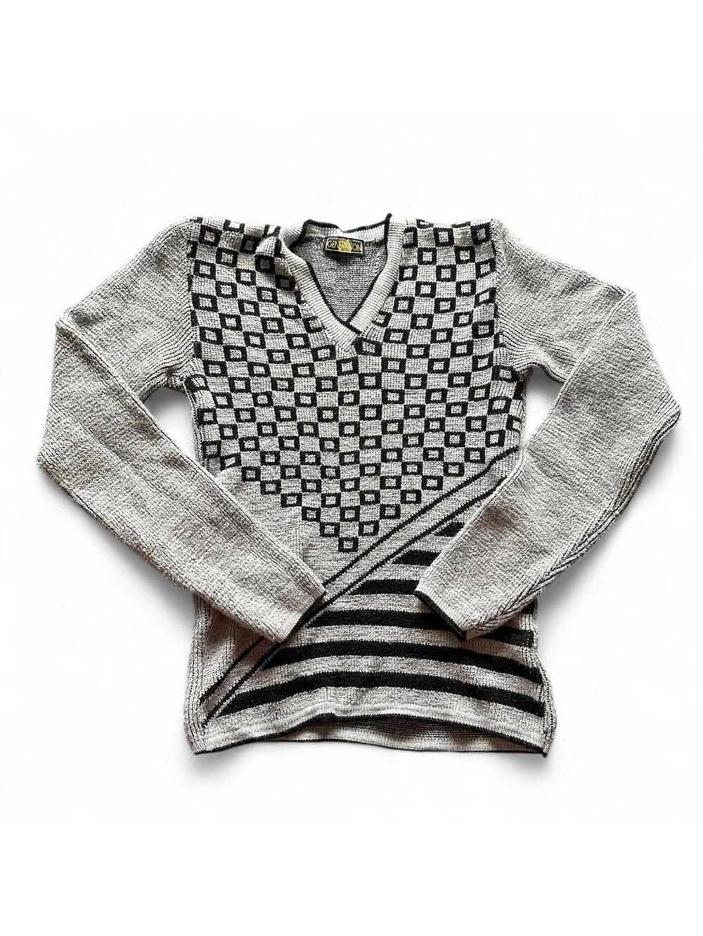 Vintage Generation Geometric Knit V-Neck Sweater Size M
